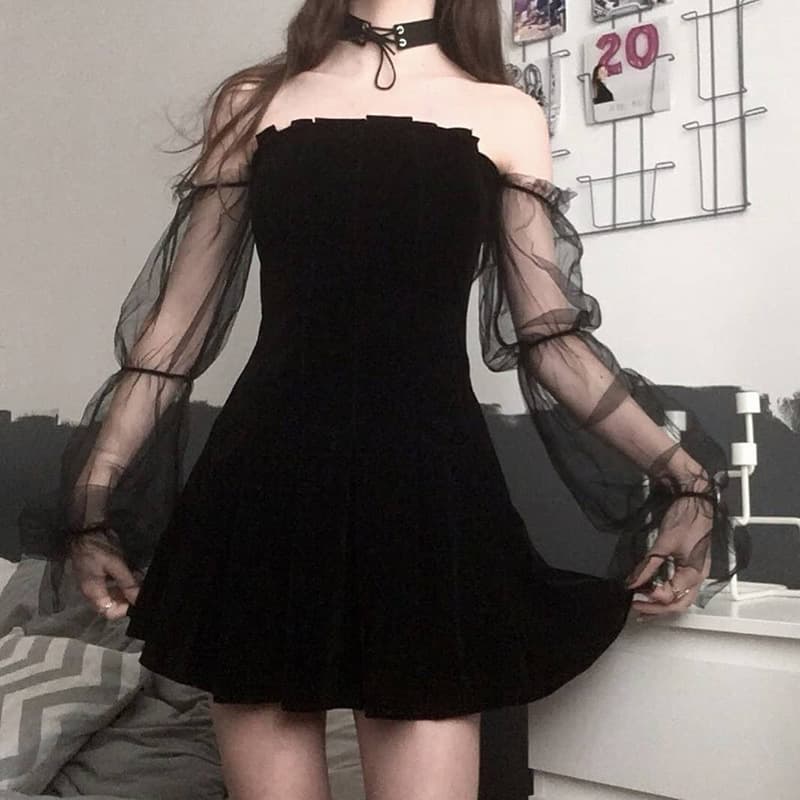Black Gothic Femboy Dress