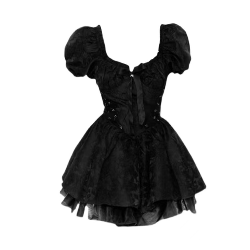Gothic Black Femboy Mini Dress